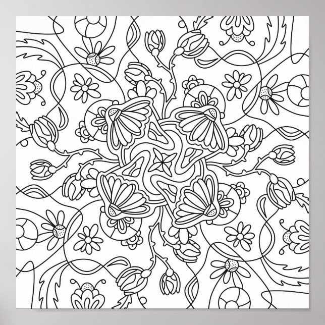 Hallo Frühling: Farbe Ihre eigene Blume Poster (Vorne)