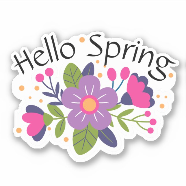 Hallo Frühling florale Farben Aufkleber (Vorderseite)