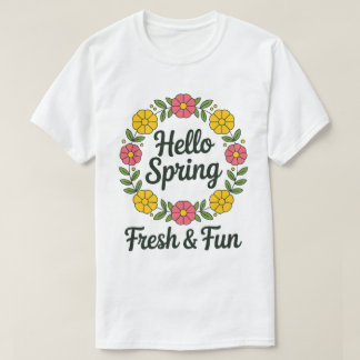 Hallo Frühling – Floraler Kranzkreis Pastell-T-Shi T-Shirt