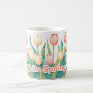Hallo Frühling! fröhlich Tulip Bloom Kaffeetasse