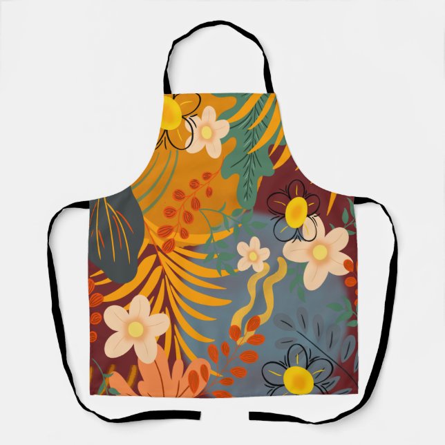 Hallo Frühling glückliche Zeit, florale Retro Schürze (Vorderseite)