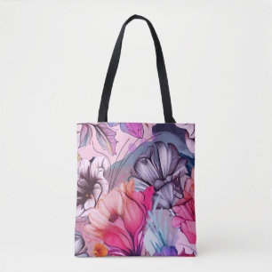 Hallo Frühling glückliche Zeit, rosa Wasserfarbe Tasche