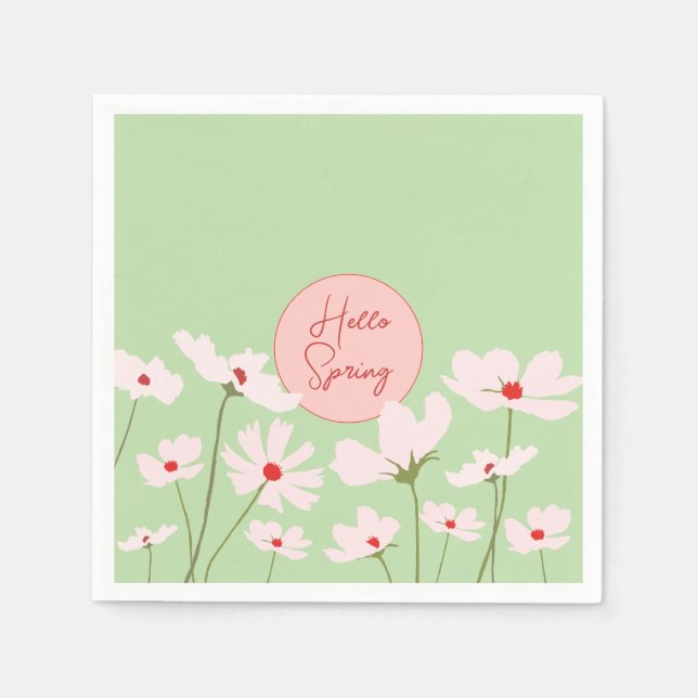Hallo Frühling hellrosa Kosmos Blume Serviette (Vorderseite)