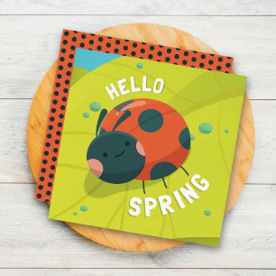 Hallo Frühling Marienkäfer Grußkarte