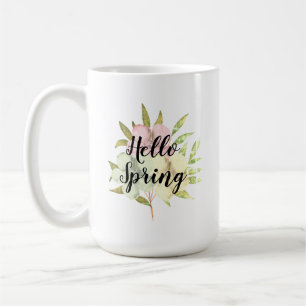 Hallo Frühling Pastell Wasserfarben Blumen Kaffeetasse