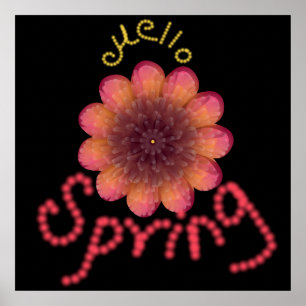 Hallo Frühling - Texturierte rosa und orange Blume Poster