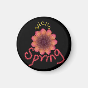 Hallo Frühling - Texturierte rosa und orangefarben Magnet
