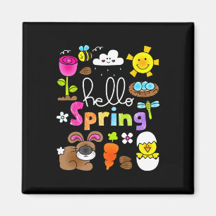 Hallo Frühling und Osterhase Kaninchen Kinder Mädc Magnet