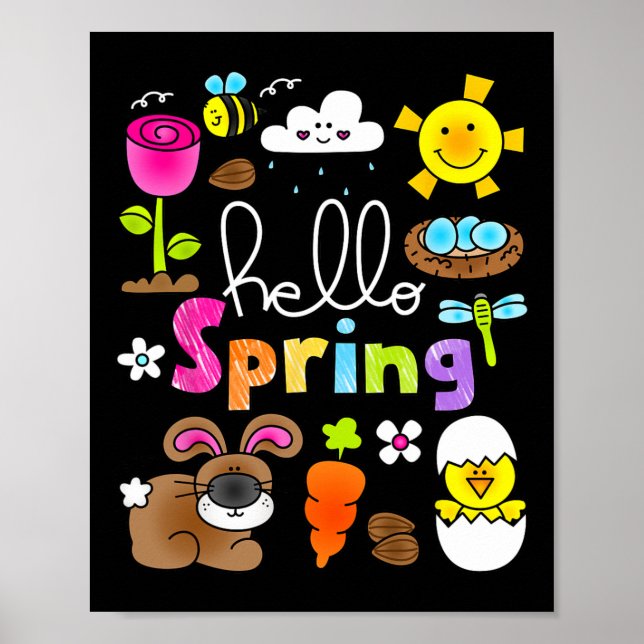 Hallo Frühling und Ostern Bunny Rabbit Kinder Mädc Poster (Vorne)
