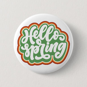 Hallo Frühling, vintage farbenfrohe Typografie Frü Button