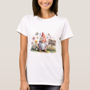 Hallo Frühlings-Gartenzwerg: Süßer Zwerg mit Zöpfe T-Shirt