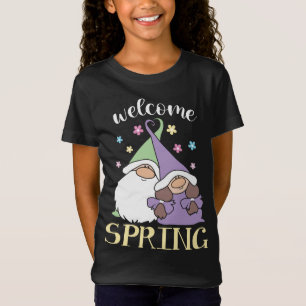 Hallo Frühlingsblumen Gnomes paar Blume willkommen T-Shirt