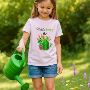Hallo Frühlingsblumengarten Mädchen Rosa  T-Shirt