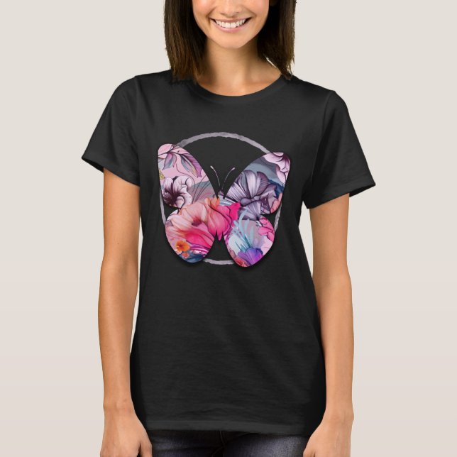 Hallo Frühlingsglückszeit, rosa Frühlingsflora T-Shirt (Vorderseite)