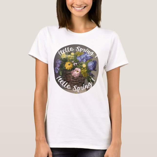 Hallo Frühlingsschild T-Shirt (Vorderseite)
