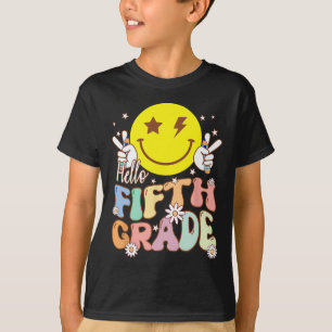 Hallo Fünfte Grade Hippie Smile Face 5. Klasse zur T-Shirt