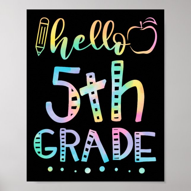 Hallo Fünfte Klasse 5. Klasse Zurück zur Schule Le Poster (Vorne)