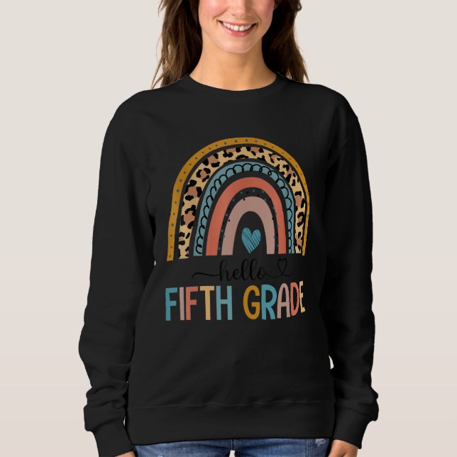 Hallo Fünfte Klasse Lehrer Kids Boho Rainbow Back  Sweatshirt (Vorderseite)