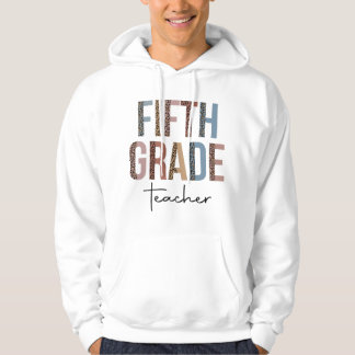 Hallo Fünfte Klasse Leopard Erster Schultag Lehrer Hoodie
