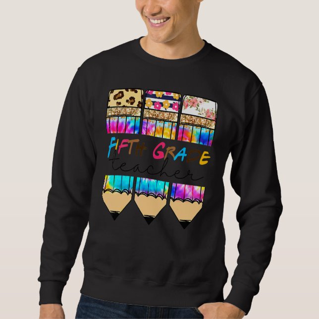 Hallo Fünfte Klasse Leopard Tie Dye Bleistift  Süß Sweatshirt (Vorderseite)