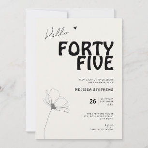 Hallo Fünfundvierzig Fettgedruckte Typografie 45. Einladung