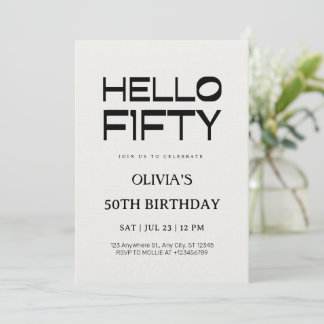 Hallo Fünfzig Chic 50. Geburtstag Einladung