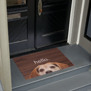 Hallo Funny Beagle Hund Gesicht Holz zurück Fußmatte