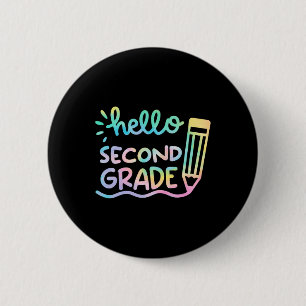 Hallo Gefärbte Krawatte Lehrer der zweiten Klasse Button