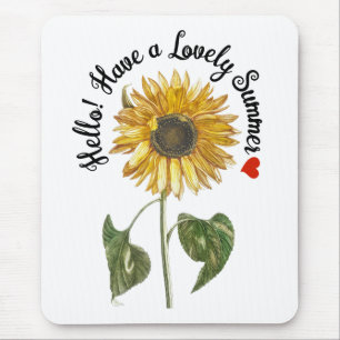 Hallo! Genießen Sie den Sommer - Vintage Sonnenblu Mousepad