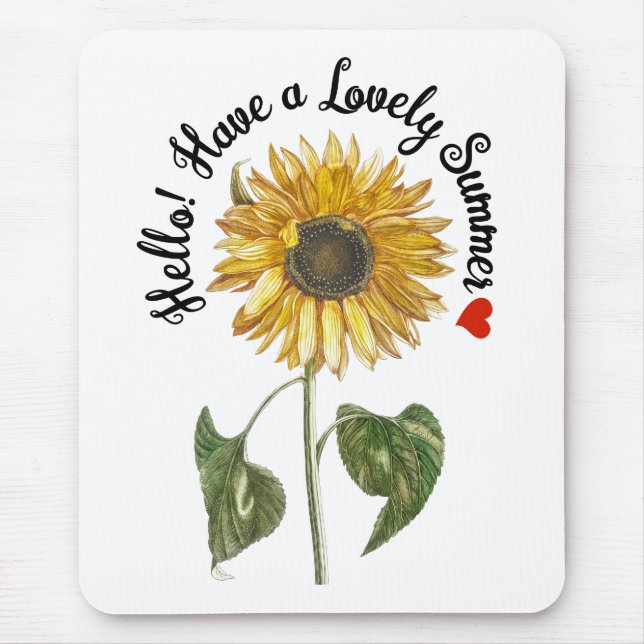 Hallo! Genießen Sie den Sommer - Vintage Sonnenblu Mousepad (Vorne)