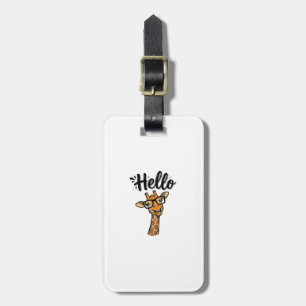 Hallo Giraffe Vintage Gravur Süßes Tier Shirt_ Gepäckanhänger