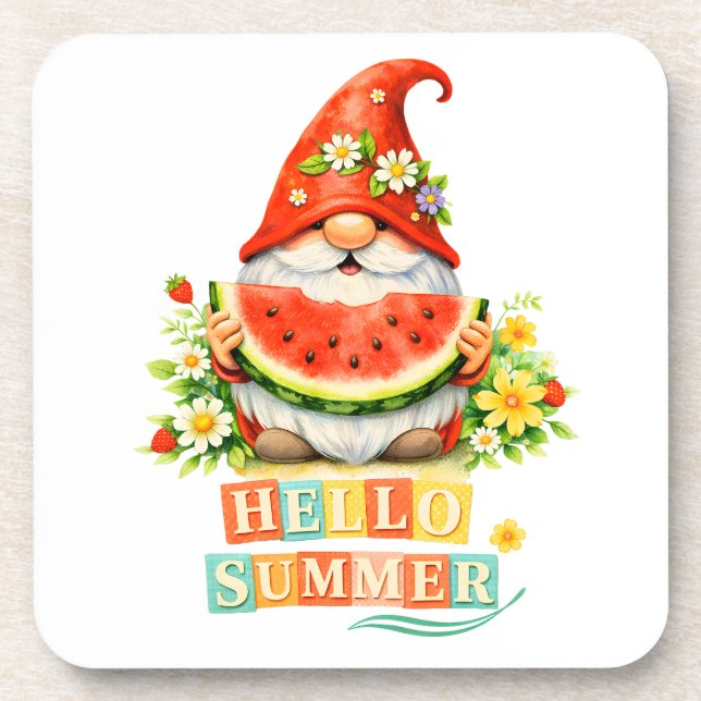 Hallo Gnom Sommer Getränkeuntersetzer (Vorderseite)