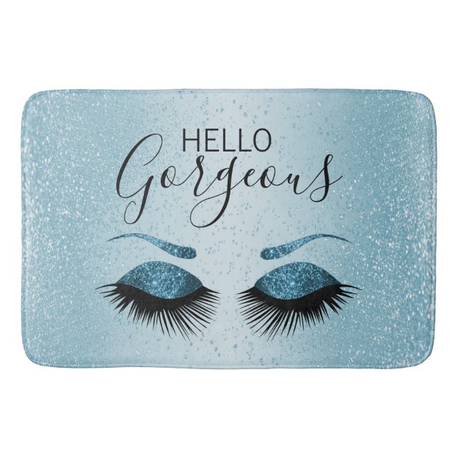 Hallo Gorgeous - Augenblicke mit blauem Glitzer Badematte (Vorderseite)