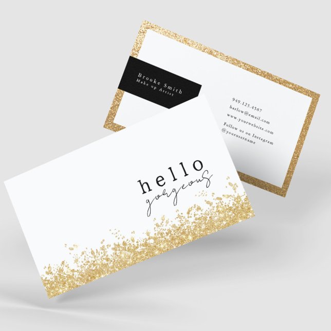 Hallo Gorgeous Elegant Black and Gold Luxury Visitenkarte (Von Creator hochgeladen)