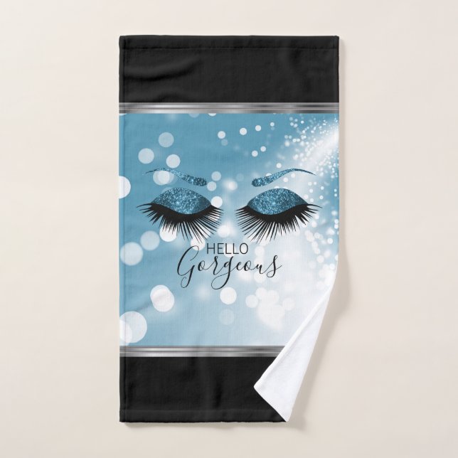 Hallo Gorgeous Eyes - Blau Badhandtuch Set (Handtuch)