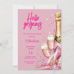Hallo Gorgeous Galentine Day Glitzer Einladung