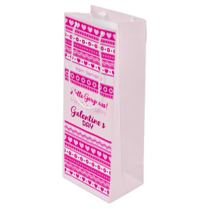 Hallo Gorgeous Galentine Day Niedlich rosa Herznam Geschenktüte Für Weinflaschen