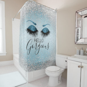 Hallo Gorgeous - Glamourous Eyelashes - Blau Duschvorhang