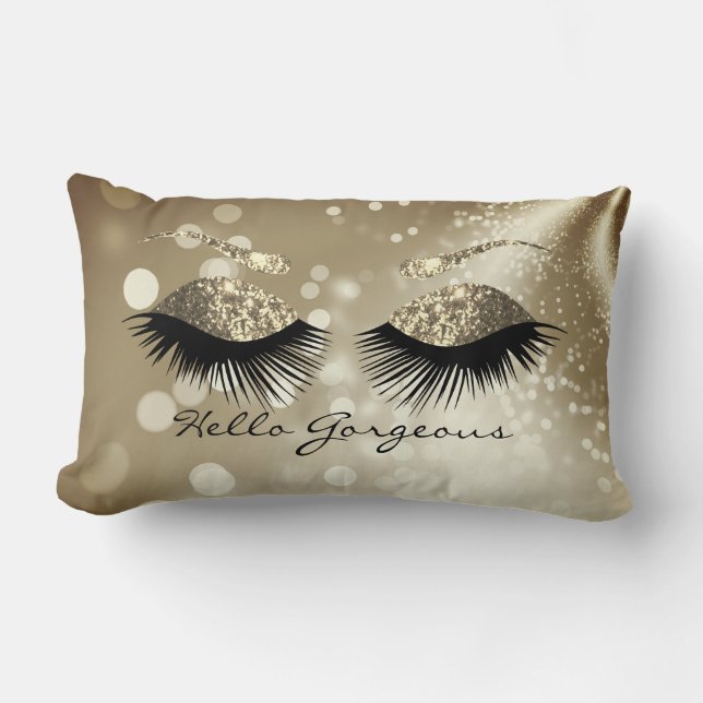 Hallo Gorgeous - Gold Eyelash und Brows Lendenkissen (Vorderseite)