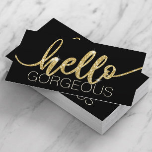 Hallo Gorgeous Modern Gold Typografy Beauty Salon Visitenkarte