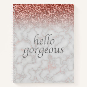 Hallo Gorgeous Rose Gold Marble Ombre Glitzer Glam Notizbuch