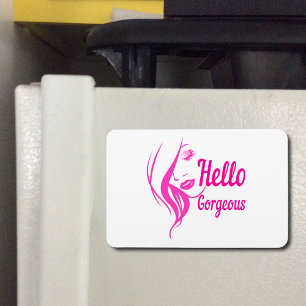 Hallo Gorgeous schöne Lady Face Zeichnend Typograf Magnet