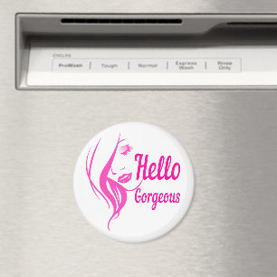 Hallo Gorgeous schöne Lady Face Zeichnend Typograf Magnet
