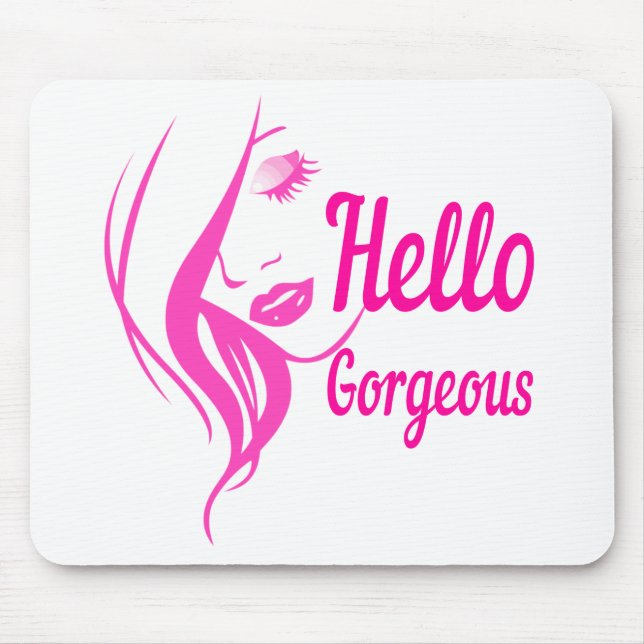 Hallo Gorgeous schöne Lady Face Zeichnend Typograf Mousepad (Vorne)