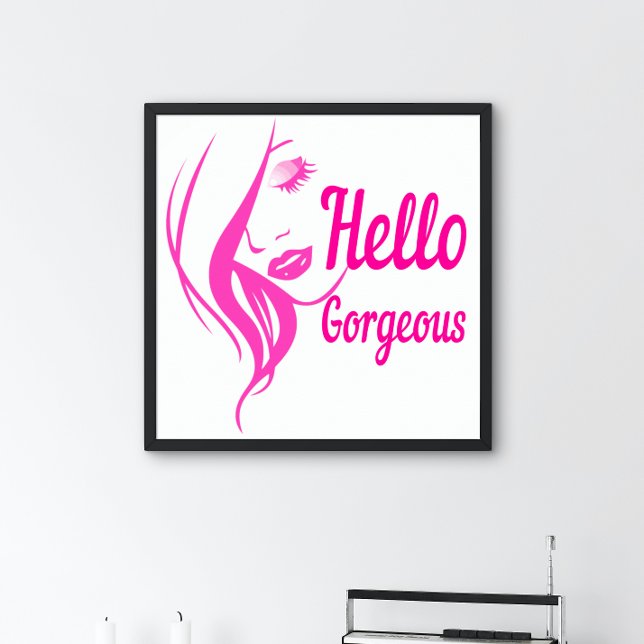 Hallo Gorgeous schöne Lady Face Zeichnend Typograf Poster (Von Creator hochgeladen)