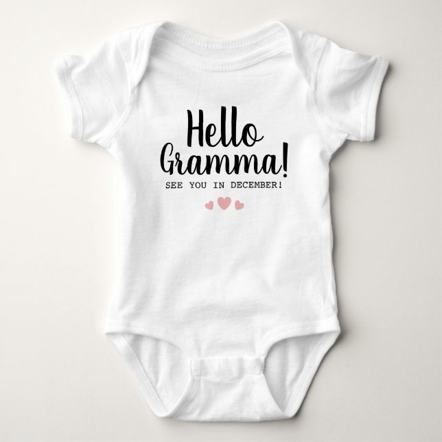 Hallo Gramma Schwangerschaft Ankündigung Baby Strampler (Vorderseite)
