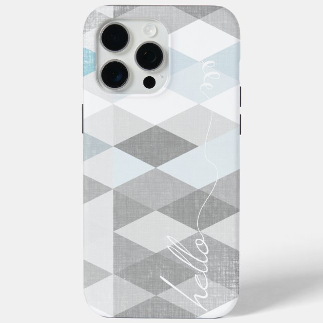 Hallo Graue und Blue Linen Muster iPhone 6 Plus 15 Pro Max Hülle (Rückseite)