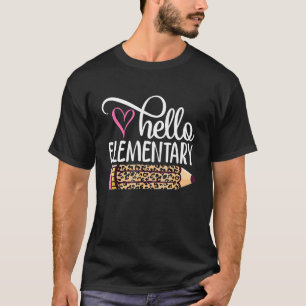 Hallo Grundlegende Leopard Bleistift Niedlich Lehr T-Shirt