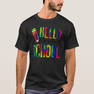 Hallo Grundschule Gefärbte Krawatte Student zurück T-Shirt