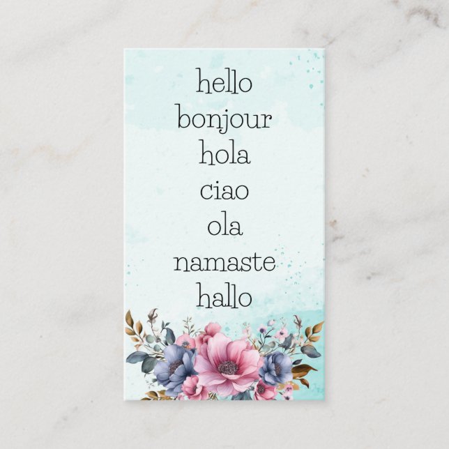 Hallo Grüße | Aquarell und Blumengrafiken Visitenkarte (Vorderseite)